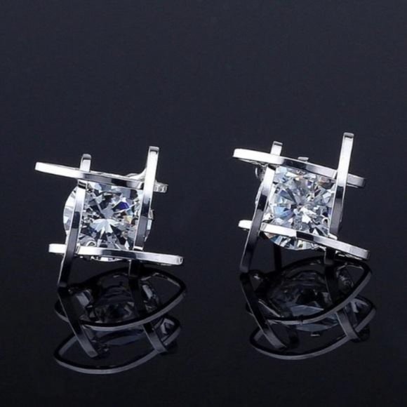 New.Silver 3D Cage  Stud Earrings, beautiful Earrings, cute Earrings - Picture 3 of 8